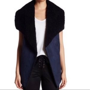 Romeo & Juliet Couture Faux Fur Vest Blue Black Size S